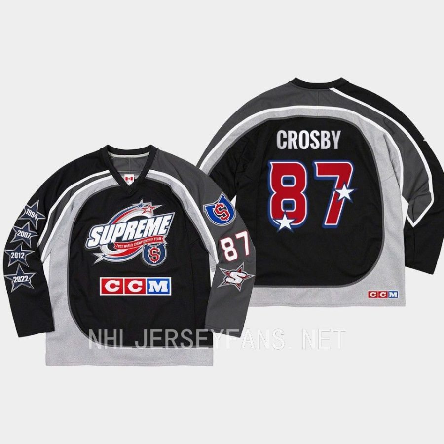 sidney crosby penguins black 2023 all stars supreme ccm hockey jersey