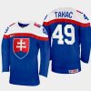 slovakia hockey samuel takac 2022 iihf world championship away jersey blue