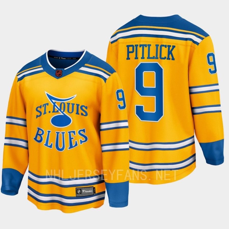 st. louis blues tyler pitlick special edition 2.0 2022 breakaway retro jersey yellow