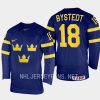 sweden filip bystedt 2023 iihf world junior championship away jersey navy