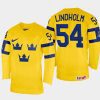 sweden hockey anton lindholm 2022 iihf world championship home jersey yellow