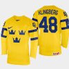 sweden hockey carl klingberg 2022 iihf world championship home jersey yellow