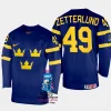 sweden hockey fabian zetterlund 2023 iihf world championship men away jersey navy