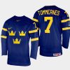 sweden hockey henrik tommernes 2022 iihf world championship away jersey navy