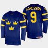 sweden hockey linus karlsson 2022 iihf world championship away jersey navy