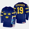 sweden hockey marcus sorensen 2023 iihf world championship men away jersey navy