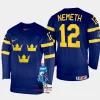 sweden hockey patrik nemeth 2023 iihf world championship men away jersey navy