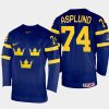 sweden hockey rasmus asplund 2022 iihf world championship away jersey navy