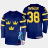 sweden hockey rasmus sandin 2023 iihf world championship men away jersey navy