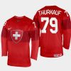 switzerland hockey calvin thurkauf 2022 iihf world championship away jersey red