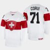 switzerland hockey enzo corvi 2022 iihf world championship home jersey white