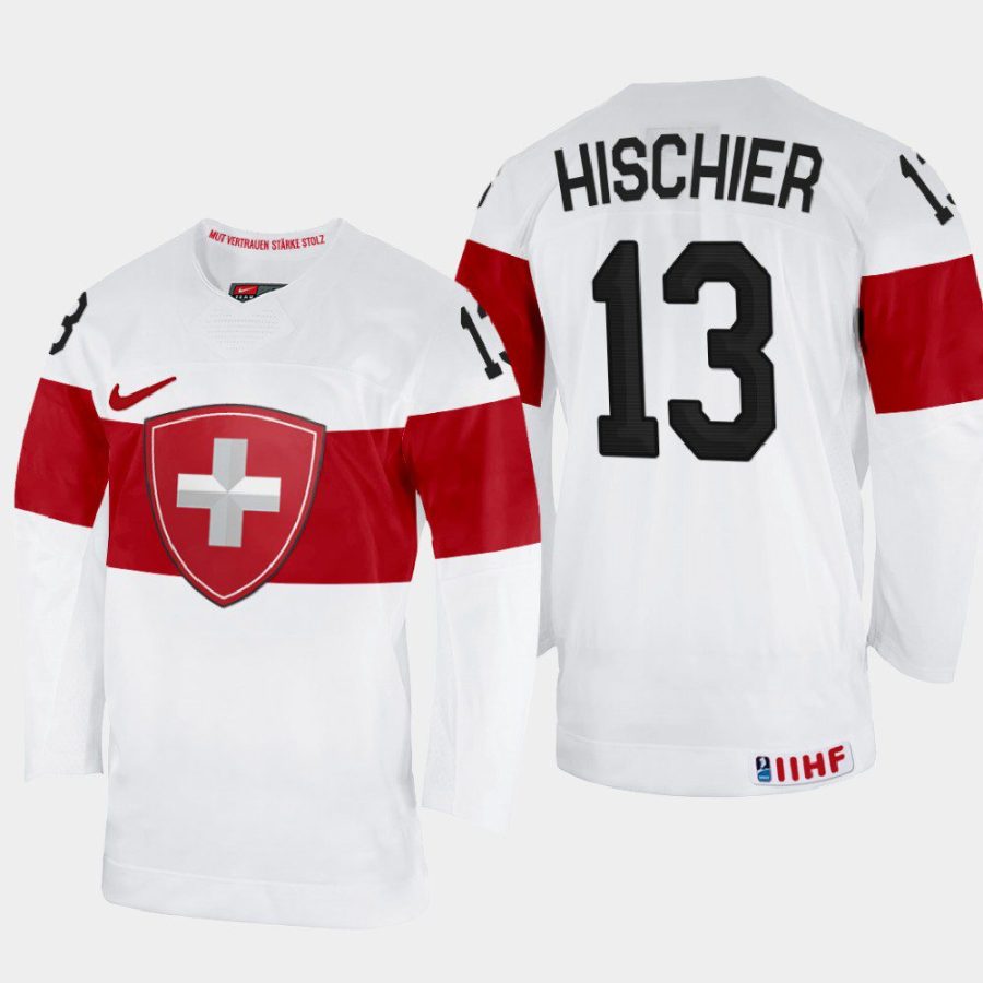 switzerland hockey nico hischier 2022 iihf world championship home jersey white