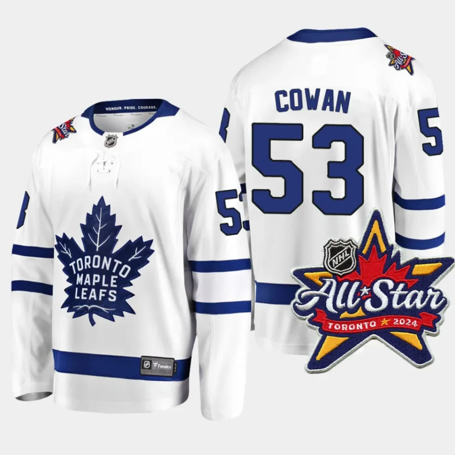 toronto maple leafs easton cowan 2024 nhl all star patch away breakaway player jersey white