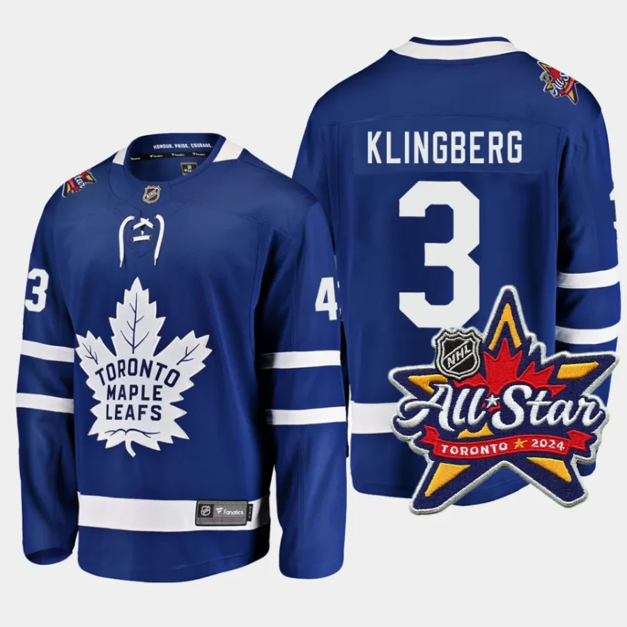 toronto maple leafs john klingberg 2024 nhl all star patch home breakaway player jersey royal