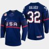 usa hockey jon gillies 2022 iihf world championship away jersey navy