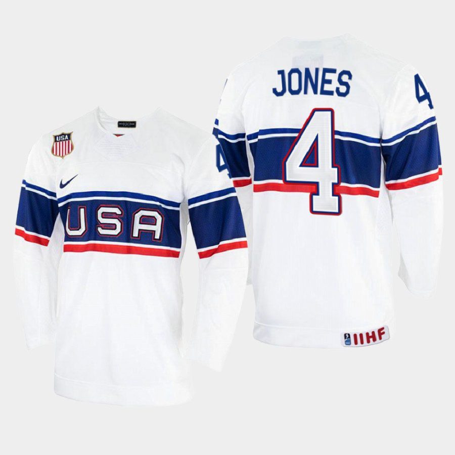 usa hockey seth jones 2022 iihf world championship home jersey white