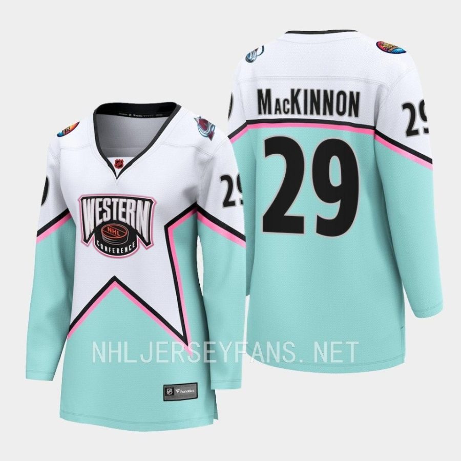 women avalanche nathan mackinnon white 2023 nhl all star western conference breakaway player jersey