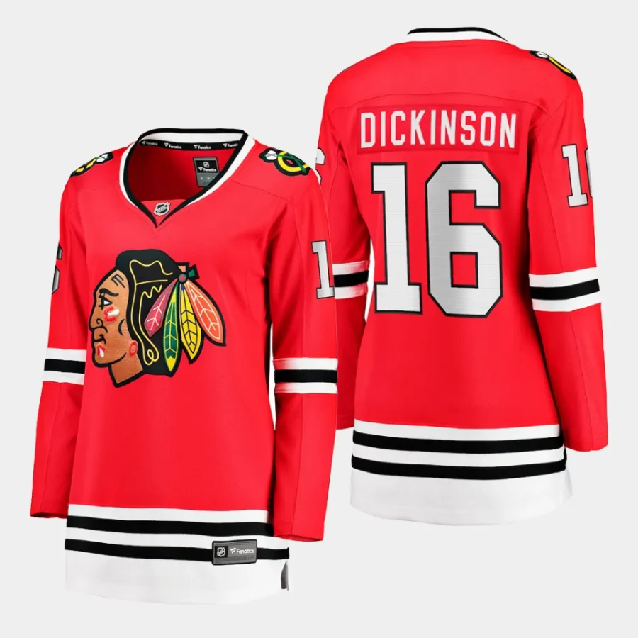 women blackhawks jason dickinson red home breakaway player jersey