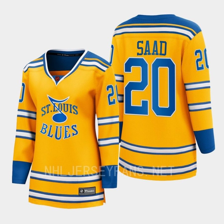 women blues brandon saad yellow 2022 special edition 2.0 breakaway retro jersey