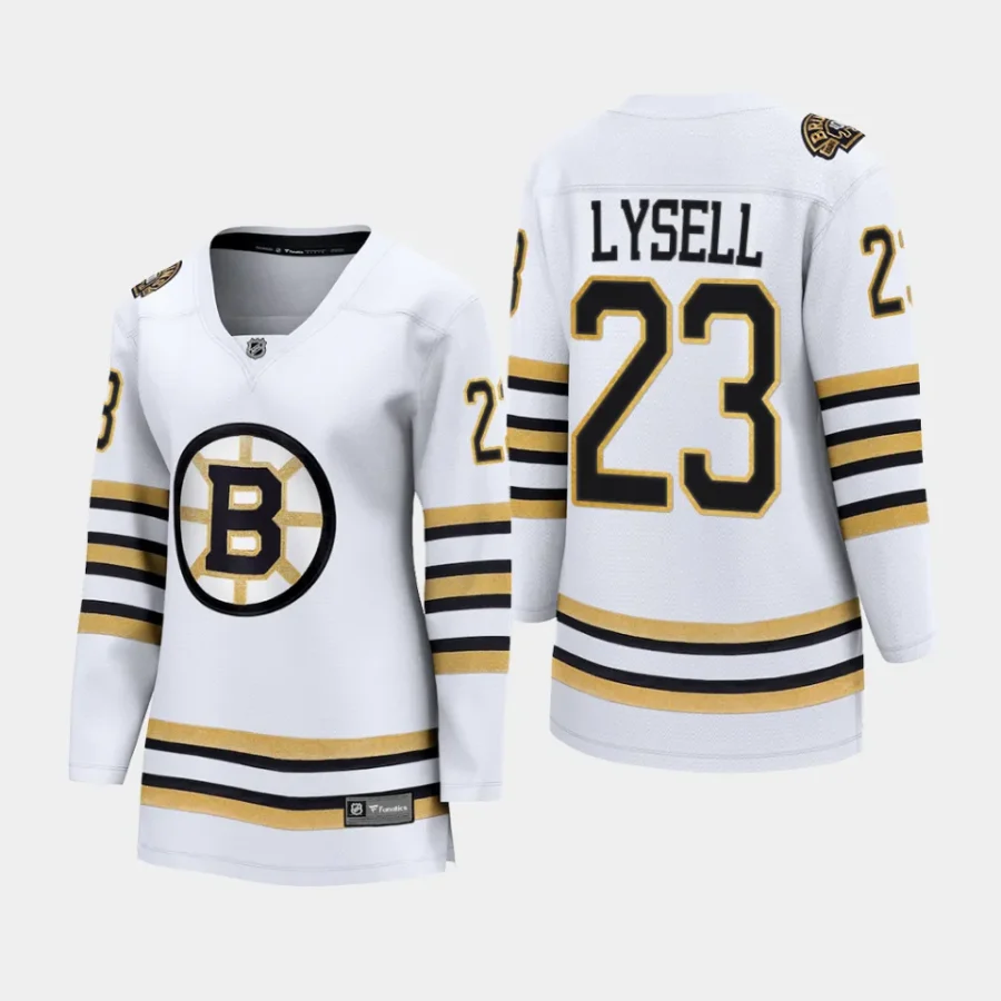 women bruins fabian lysell white 2023 24 100th anniversary premier breakaway player jersey