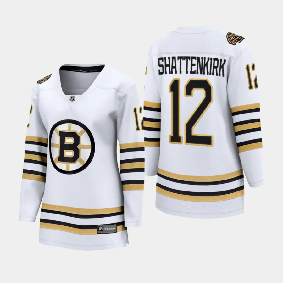 women bruins kevin shattenkirk white 2023 24 100th anniversary premier breakaway player jersey