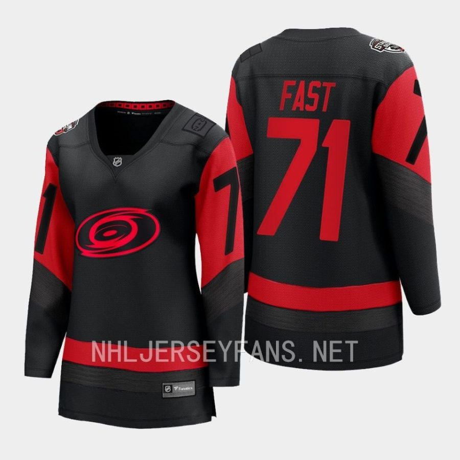 women hurricanes jesper fast black 2023 nhl stadium series breakaway player jersey