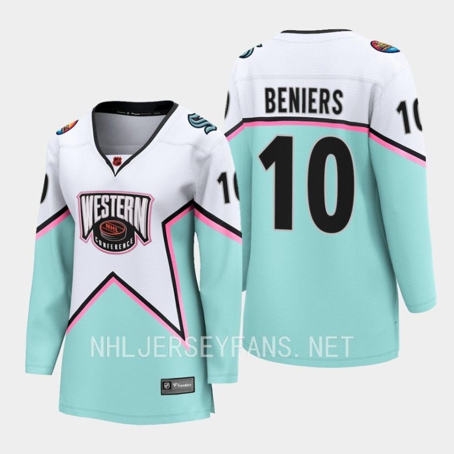 women kraken matty beniers white 2023 nhl all star western conference breakaway player jersey