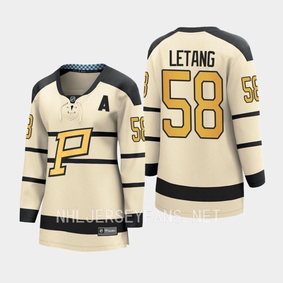 women penguins kris letang cream 2023 winter classic player jersey