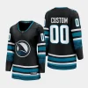 women sharks custom black 2023 24 cali fin 3rd alternate breakaway player jersey