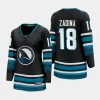 women sharks filip zadina black 2023 24 cali fin 3rd alternate breakaway player jersey