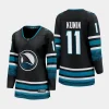 women sharks luke kunin black 2023 24 cali fin 3rd alternate breakaway player jersey