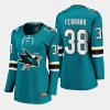 women sharks mario ferraro teal home breakaway player jersey