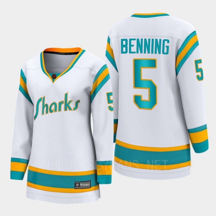 women sharks matt benning white 2022 special edition 2.0 breakaway player retro jersey