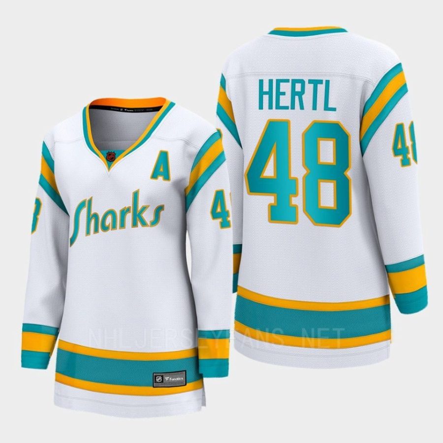 women sharks tomas hertl white 2022 special edition 2.0 breakaway player retro jersey