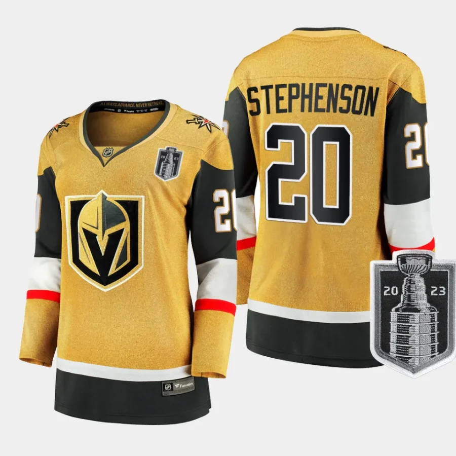 women vgk chandler stephenson gold 2023 stanley cup final home jersey