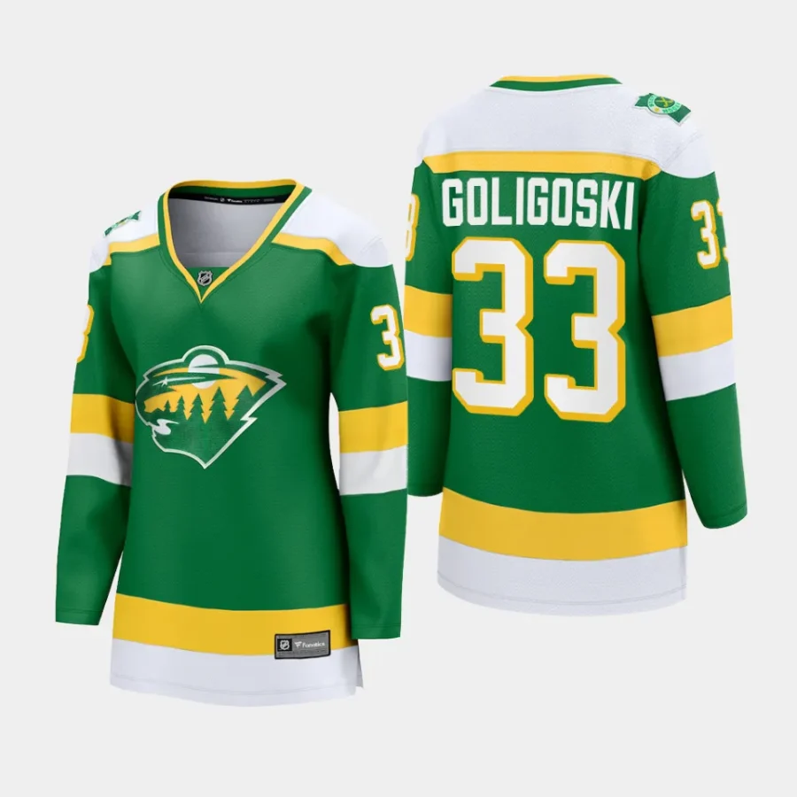 women wild alex goligoski green 2023 24 alternate premier breakaway player jersey