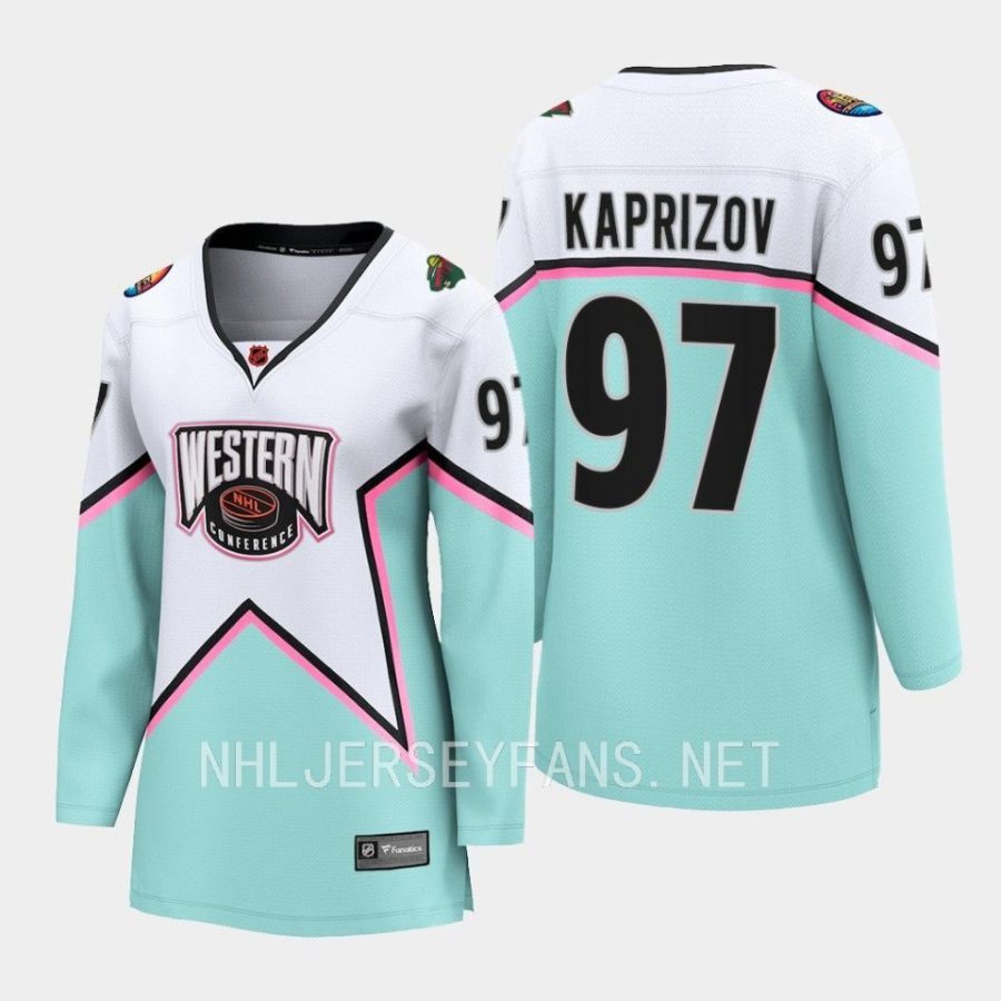 women wild kirill kaprizov white 2023 nhl all star western conference breakaway player jersey