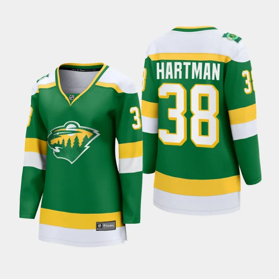 women wild ryan hartman green 2023 24 alternate premier breakaway player jersey