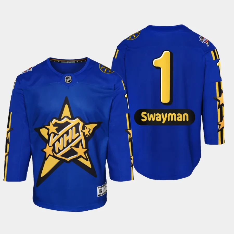 youth bruins jeremy swayman blue 2024 nhl all star game premier jersey