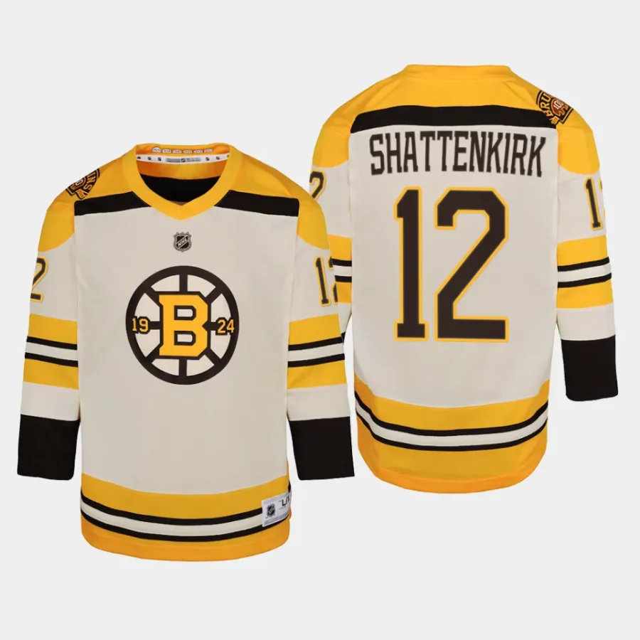 youth bruins kevin shattenkirk cream 2023 24 100th anniversary premier player jersey