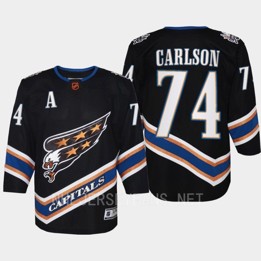 youth capitals john carlson black 2022 special edition 2.0 premier retro jersey