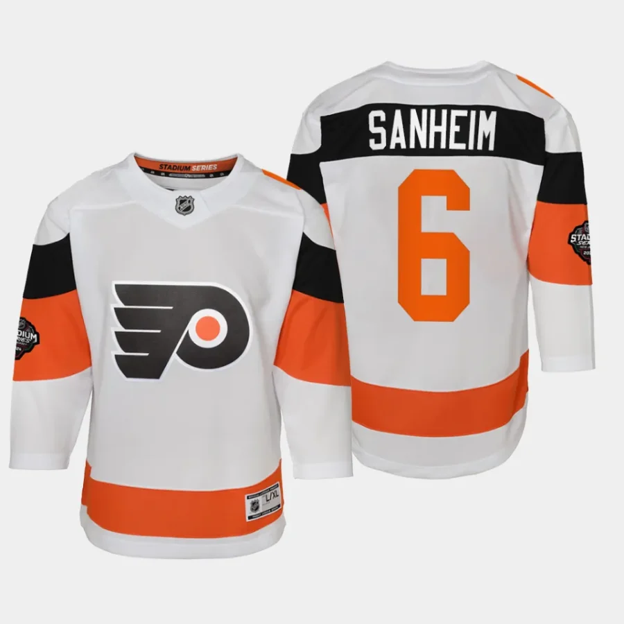 youth flyers travis sanheim white 2024 nhl stadium series premier player jersey