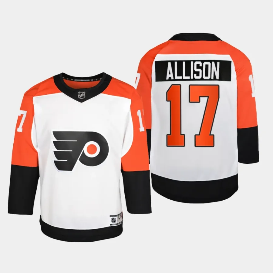 youth flyers wade allison white 2023 24 away premier player jersey