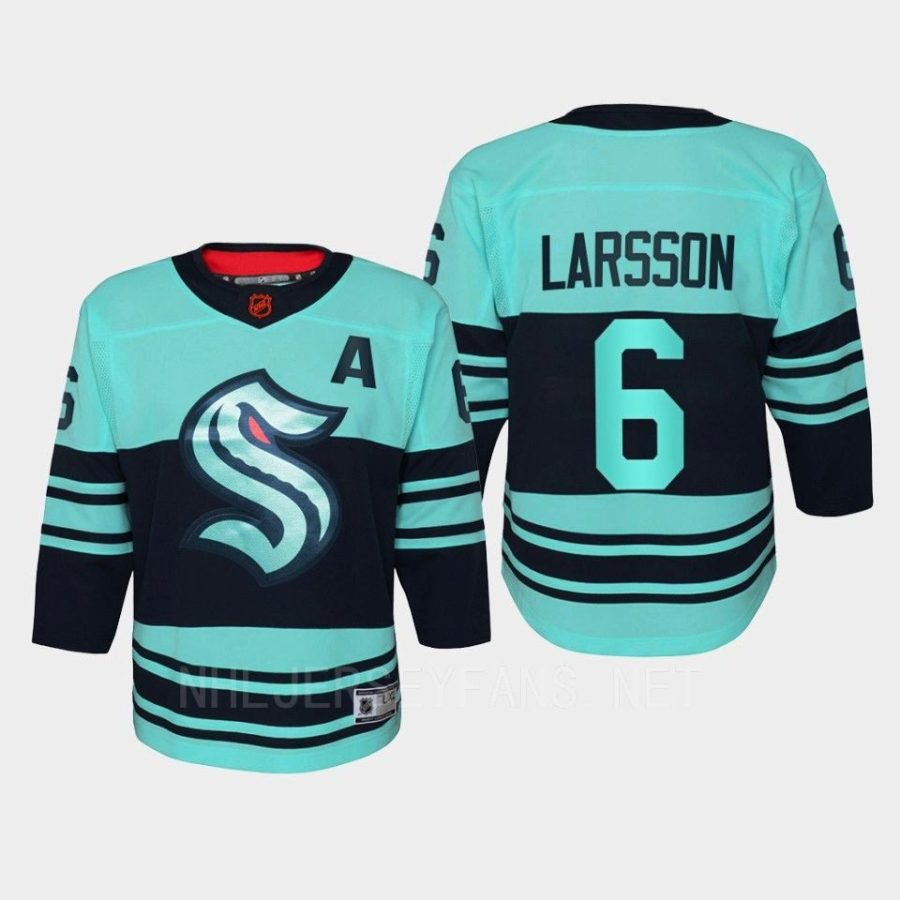 youth kraken adam larsson ice blue 2022 special edition 2.0 replica retro jersey