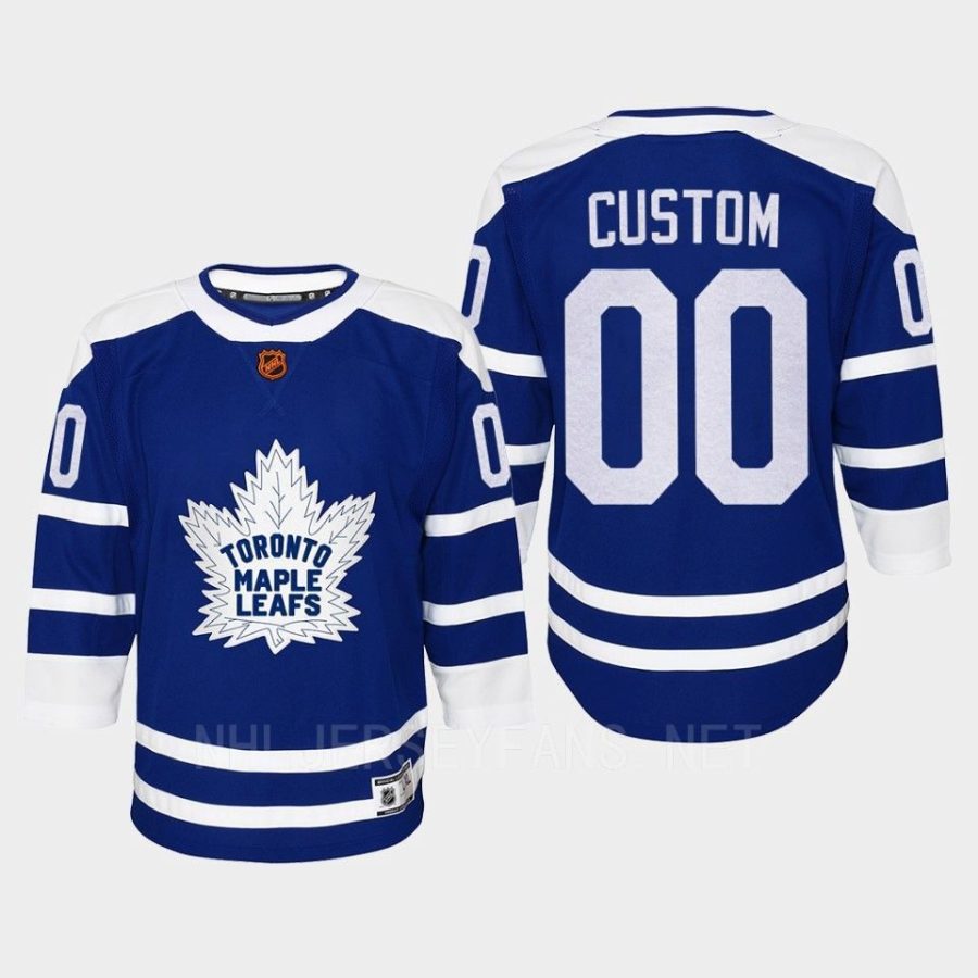 youth maple leafs custom blue 2022 special edition 2.0 replica retro jersey