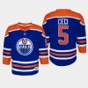 youth oilers cody ceci royal 2022 23 home replica player jersey