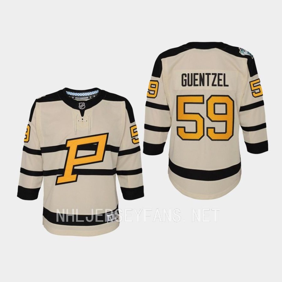 youth penguins jake guentzel cream 2023 winter classic premier jersey