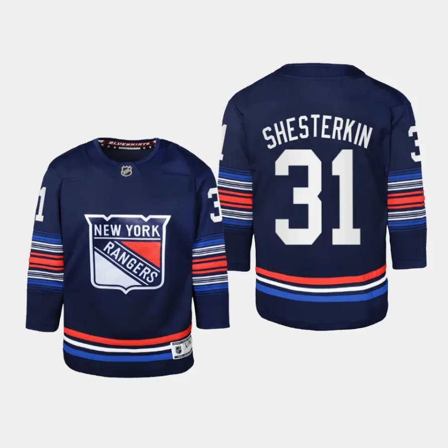 youth rangers igor shesterkin navy 2023 24 alternate premier third jersey