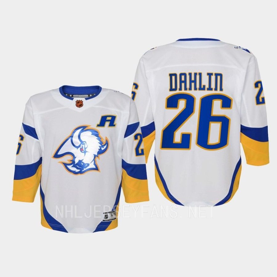 youth sabres rasmus dahlin white 2022 special edition 2.0 premier retro jersey