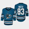 youth sharks matt nieto teal 2022 23 home replica jersey